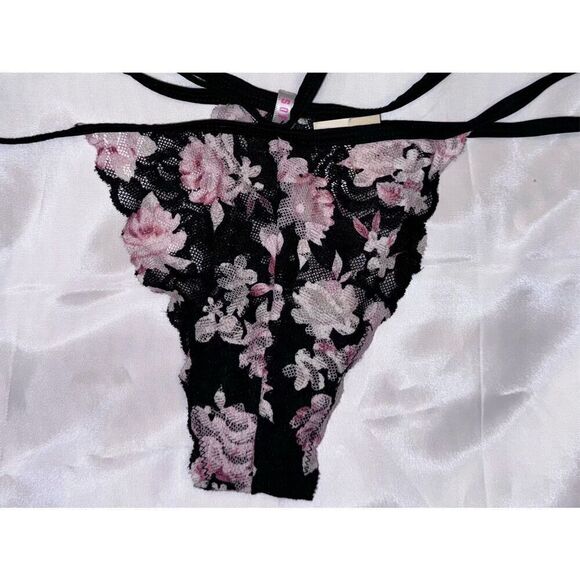 Victoria's Secret pink size large string black and pink lace - Picture 4 of 9